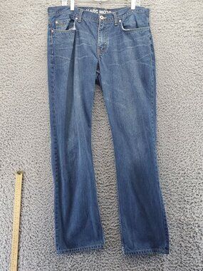 Marc Moto Jeans Mens 36x32 Blue Straight-Leg 5-Pocket Button & Zip Fly Denim